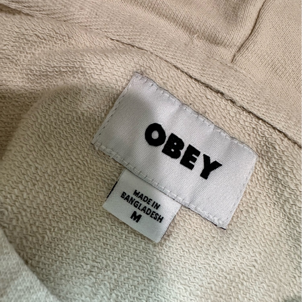 OBEY Women’s Off-White Hoodie Embroidered Size Medium - Picture 5 of 8